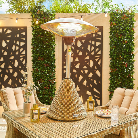 2.1kW Table Top Electric Patio Heater with Rattan Base