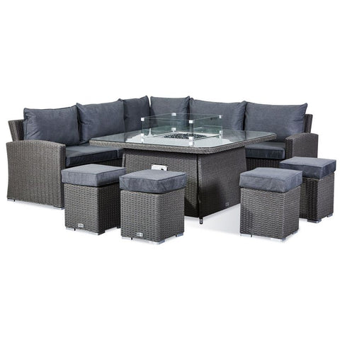 Deluxe Ciara Casual Dining Corner Sofa Set with Firepit Table