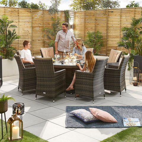 Sienna 8 Seat Dining Set - 1.8m Round Firepit Table