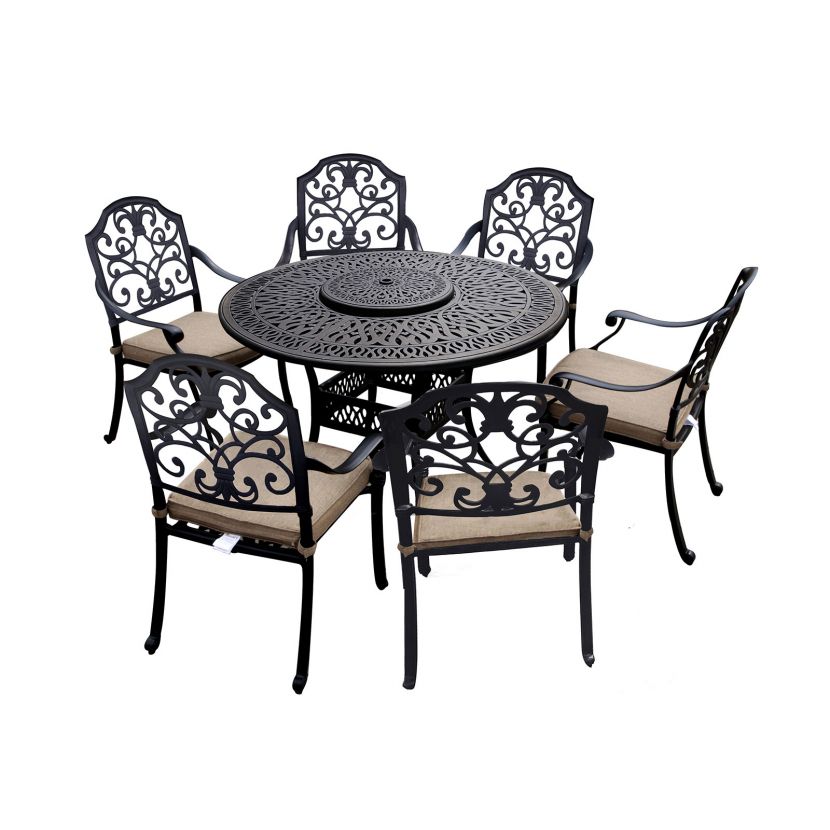 Cotswold 6 Seat Round Dining Set with Lazy Susan - 1.5m Round Table