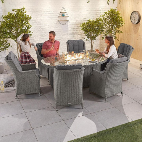 Thalia 6 Seat Dining Set - 1.8m x 1.2m Oval Firepit Table