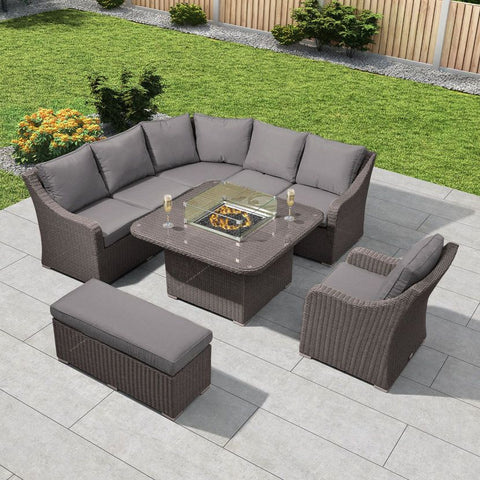 Harper Casual Dining Corner Sofa Set with Firepit Table