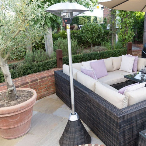 2.1kW Free Standing Electric Patio Heater with Rattan Base