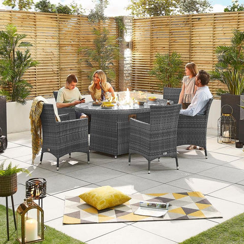 Amelia 6 Seat Dining Set - 1.8m x 1.2m Oval Firepit Table