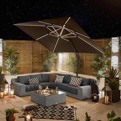 Galaxy 3m x 3m Square Cantilever Parasol with LED Lights
