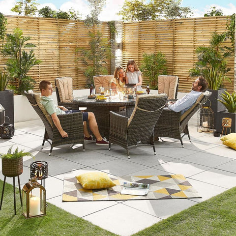 Ruxley 6 Seat Dining Set - 1.8m x 1.2m Oval Firepit Table