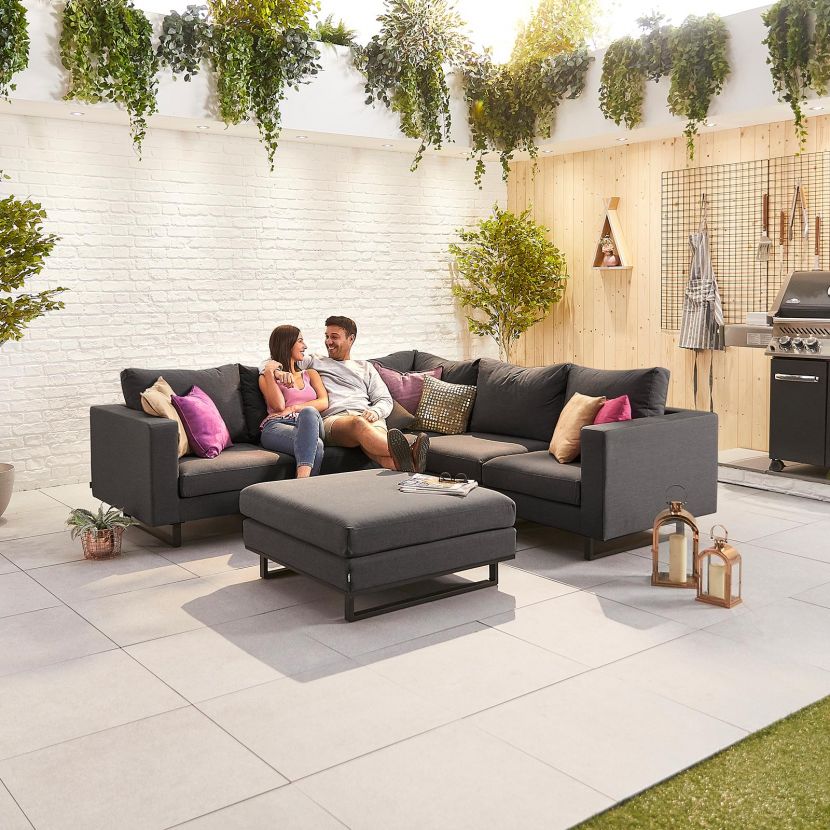 Eden Outdoor Fabric Corner Sofa Set with Footstool
